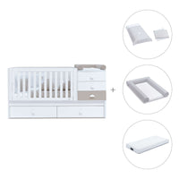 White/beige convertible crib with drawers/trundle bed · Sero Bubble K554-M7753