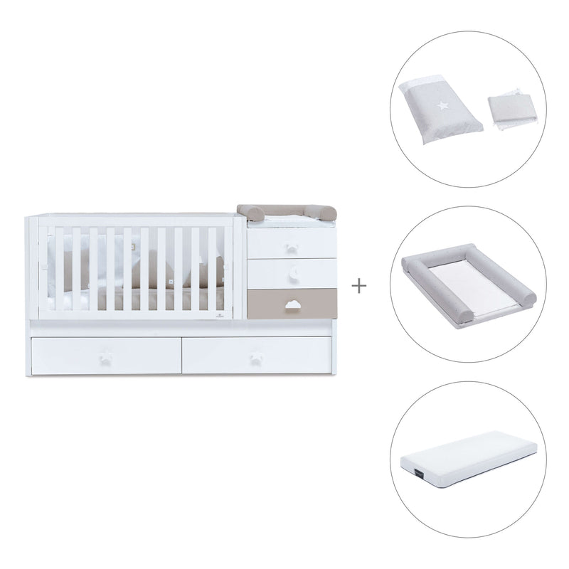 White/beige convertible crib with drawers/trundle bed · Sero Bubble K554-M7753