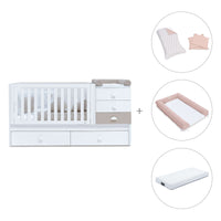 Lit évolutif 70x140 cm avec lit/tiroirs gigogne en blanc/beige · Sero Bubble K554-M7753