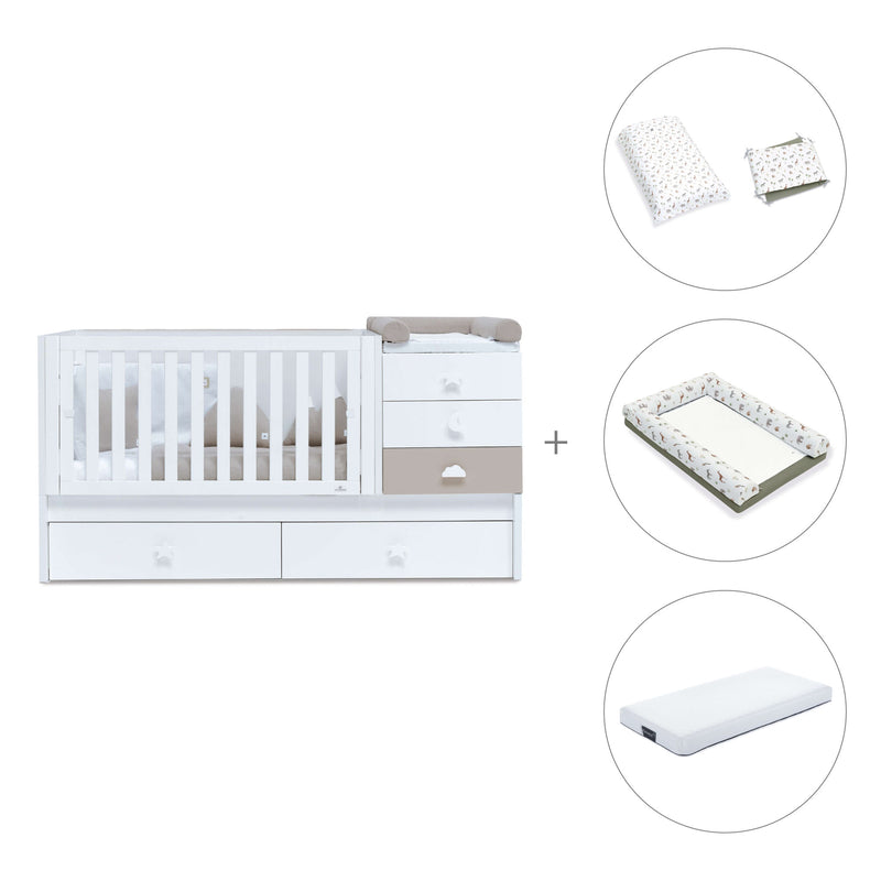 White/beige convertible crib with drawers/trundle bed · Sero Bubble K554-M7753