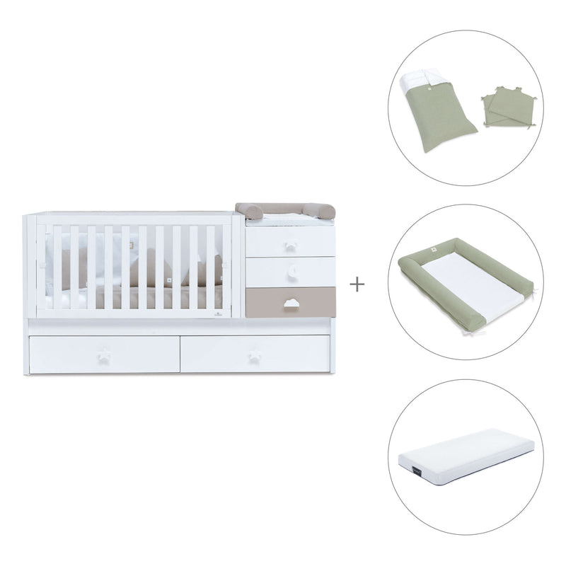 Lit évolutif 70x140 cm avec lit/tiroirs gigogne en blanc/beige · Sero Bubble K554-M7753