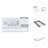 Verwandelbares Babybett 70x140 cm weiss/olivgrün · Sero Bubble Erba K554-M7756