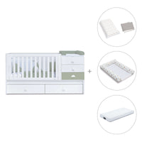 Verwandelbares Babybett 70x140 cm weiss/olivgrün · Sero Bubble Erba K554-M7756