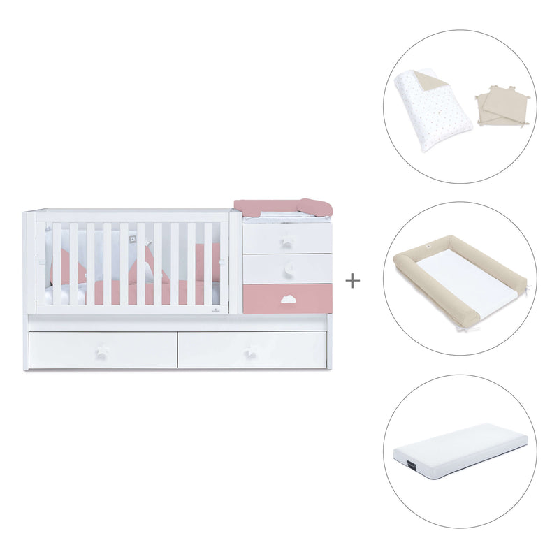 Verwandelbares Babybett 70x140 cm weiss/rosa · Sero Bubble Quarzo K554-M7759