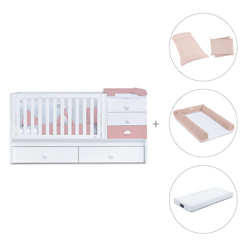 Verwandelbares Babybett 70x140 cm weiss/rosa · Sero Bubble Quarzo K554-M7759