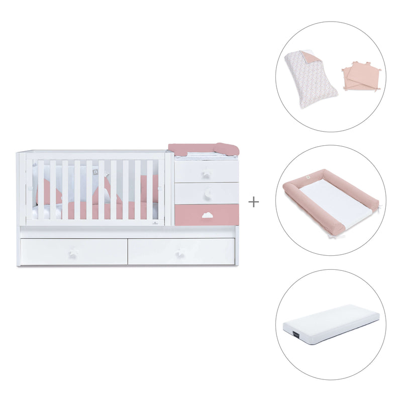 Verwandelbares Babybett 70x140 cm weiss/rosa · Sero Bubble Quarzo K554-M7759
