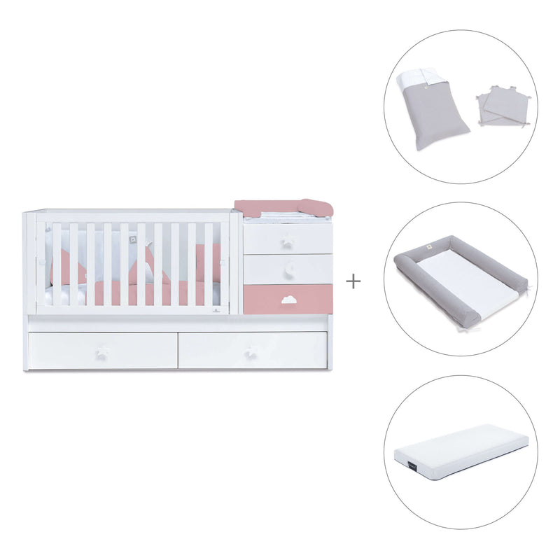 Verwandelbares Babybett 70x140 cm weiss/rosa · Sero Bubble Quarzo K554-M7759