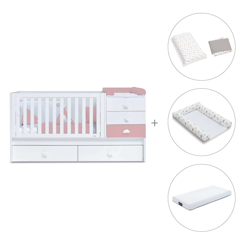 Verwandelbares Babybett 70x140 cm weiss/rosa · Sero Bubble Quarzo K554-M7759
