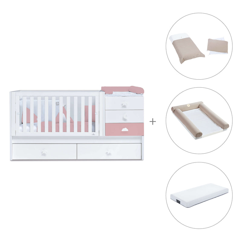 Verwandelbares Babybett 70x140 cm weiss/rosa · Sero Bubble Quarzo K554-M7759