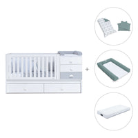 White/greyconvertible crib with drawers/trundle bed · Sero Bubble K554-M7778