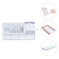 White/greyconvertible crib with drawers/trundle bed · Sero Bubble K554-M7778