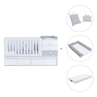 White/greyconvertible crib with drawers/trundle bed · Sero Bubble K554-M7778