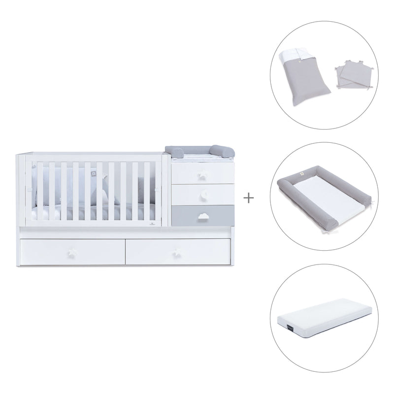 White/greyconvertible crib with drawers/trundle bed · Sero Bubble K554-M7778