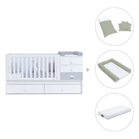 White/greyconvertible crib with drawers/trundle bed · Sero Bubble K554-M7778