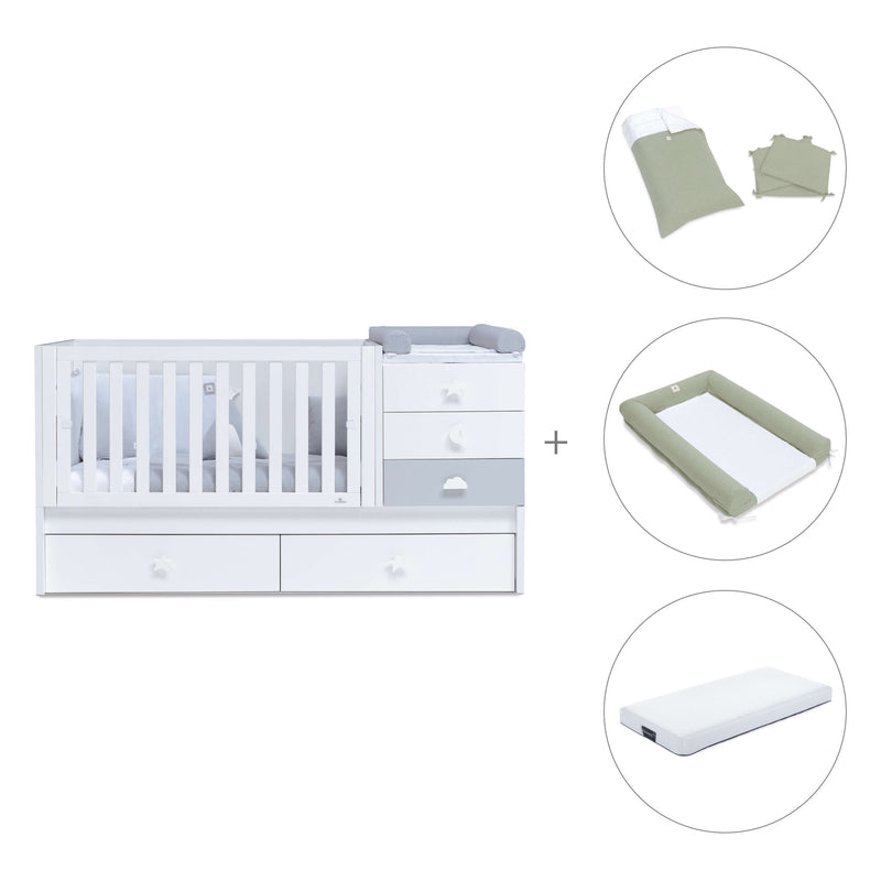 White/greyconvertible crib with drawers/trundle bed · Sero Bubble K554-M7778