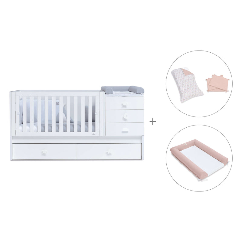 Convertível 70x140 cm com cama extra/gavetas em branco · Sero Bubble K554