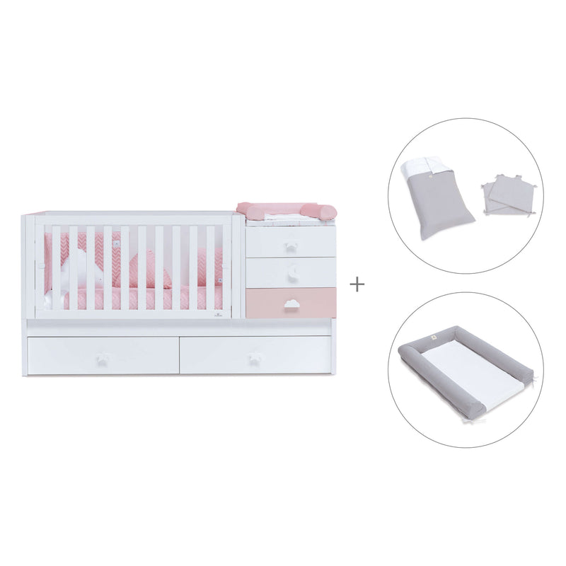 Convertível 70x140 cm com cama extra/gavetas em rosa · Sero Bubble K554-M7742