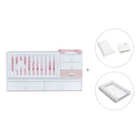 White/pink convertible crib with drawers/trundle bed · Sero Bubble K554-M7742