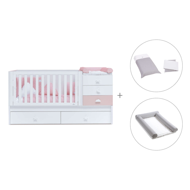 White/pink convertible crib with drawers/trundle bed · Sero Bubble K554-M7742