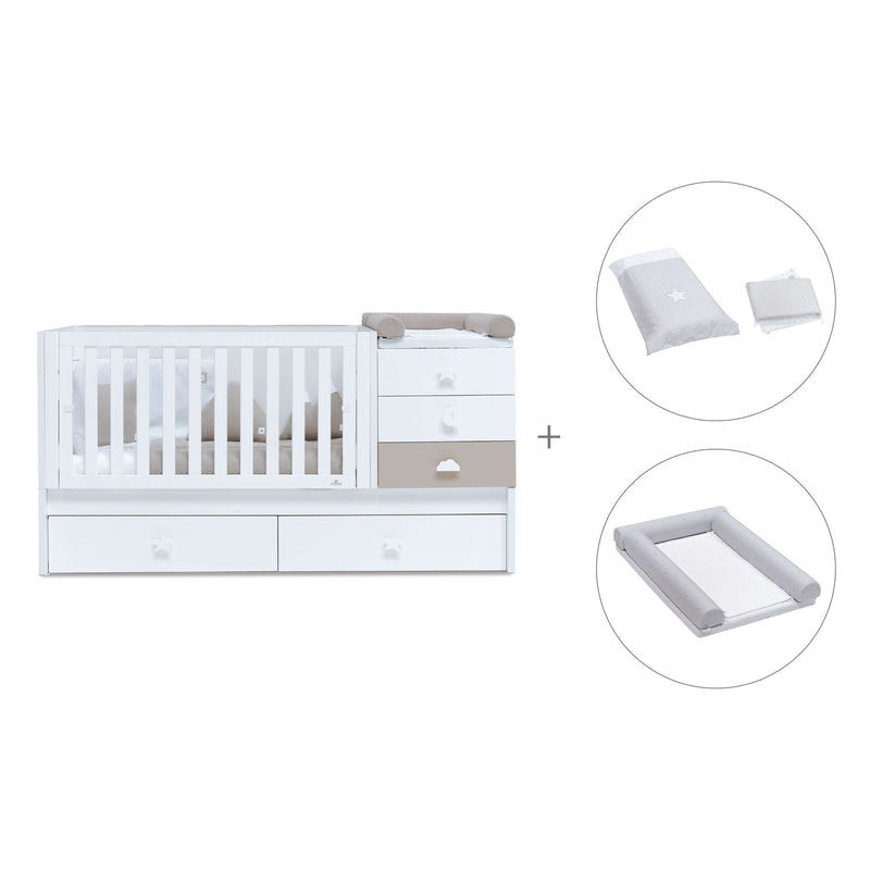 White/beige convertible crib with drawers/trundle bed · Sero Bubble K554-M7753