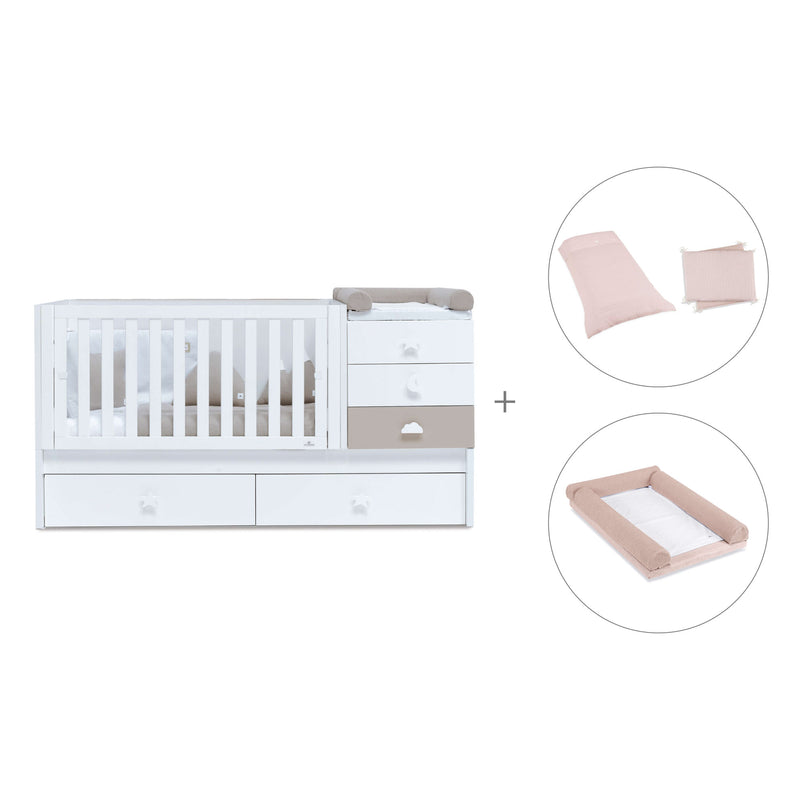 White/beige convertible crib with drawers/trundle bed · Sero Bubble K554-M7753