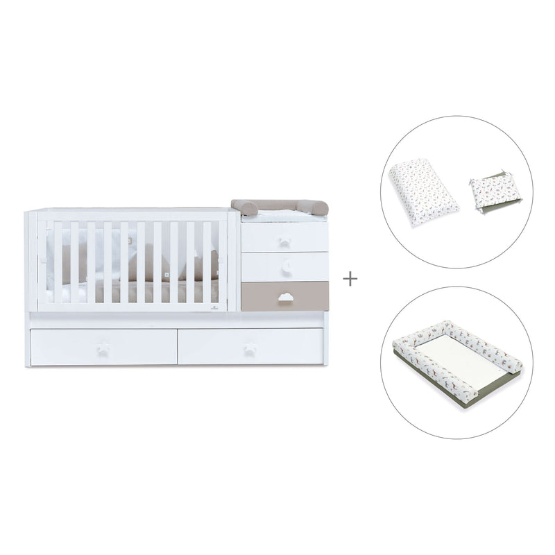 White/beige convertible crib with drawers/trundle bed · Sero Bubble K554-M7753