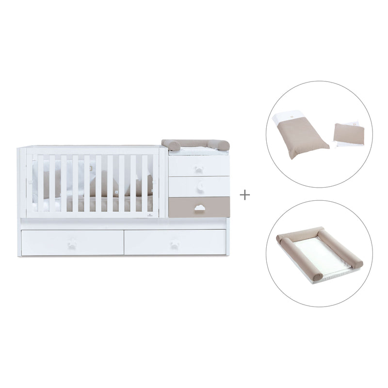 White/beige convertible crib with drawers/trundle bed · Sero Bubble K554-M7753