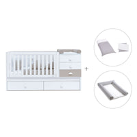 White/beige convertible crib with drawers/trundle bed · Sero Bubble K554-M7753