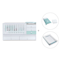 White/mint convertible crib with drawers/trundle bed · Sero Bubble K554-M7755