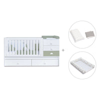 Verwandelbares Babybett 70x140 cm weiss/olivgrün · Sero Bubble Erba K554-M7756