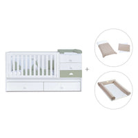 Verwandelbares Babybett 70x140 cm weiss/olivgrün · Sero Bubble Erba K554-M7756