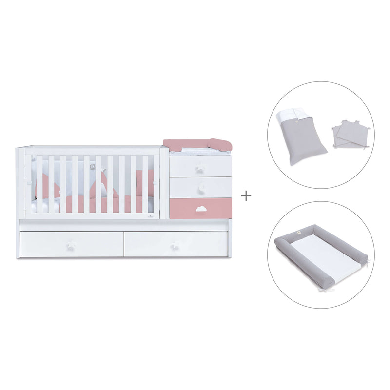 Verwandelbares Babybett 70x140 cm weiss/rosa · Sero Bubble Quarzo K554-M7759