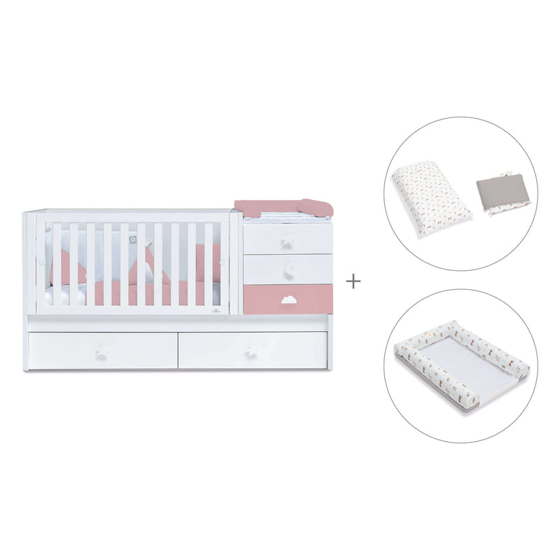 Verwandelbares Babybett 70x140 cm weiss/rosa · Sero Bubble Quarzo K554-M7759