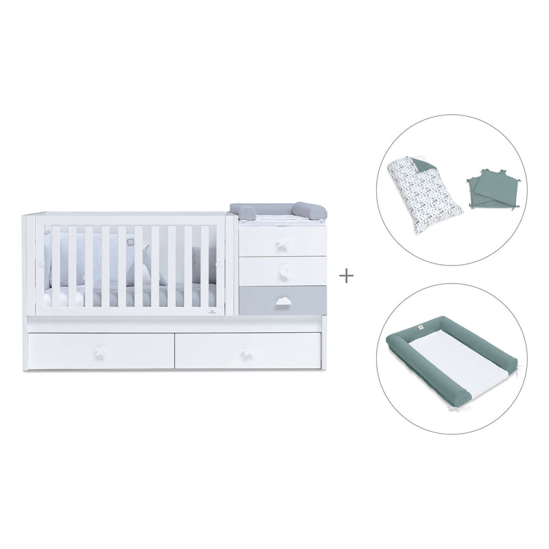 White/greyconvertible crib with drawers/trundle bed · Sero Bubble K554-M7778
