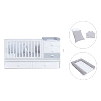 White/greyconvertible crib with drawers/trundle bed · Sero Bubble K554-M7778