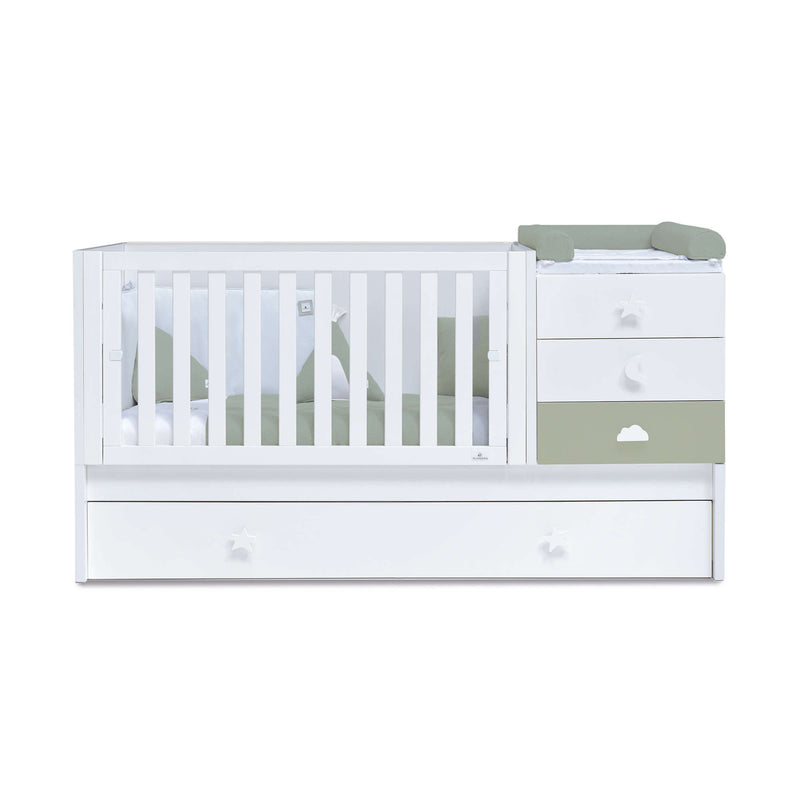 Convertible crib 70x140 cm white/green-olive · Sero Bubble Erba K554-M7756