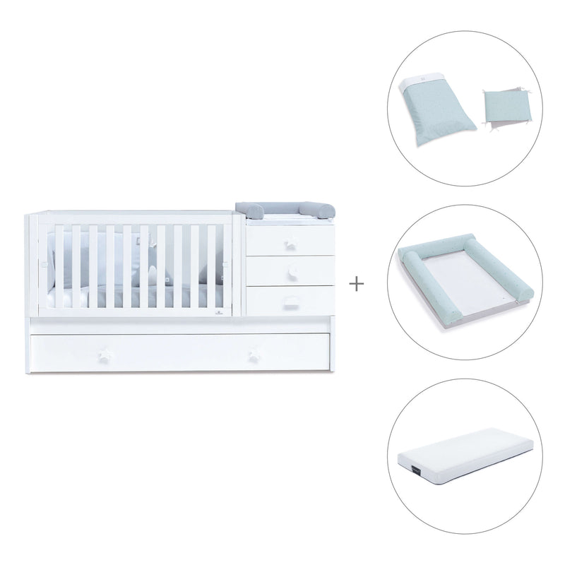 White convertible crib with drawers/trundle bed · Sero Bubble K554