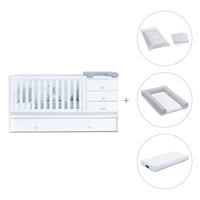 White convertible crib with drawers/trundle bed · Sero Bubble K554