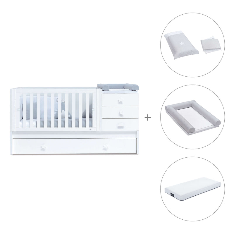 White convertible crib with drawers/trundle bed · Sero Bubble K554