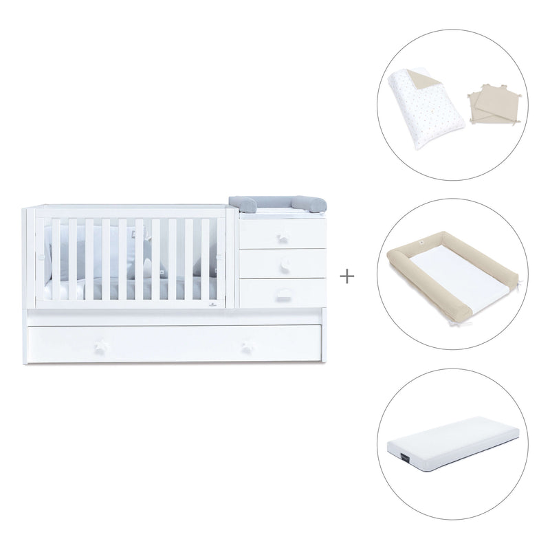 Convertível 70x140 cm com cama extra/gavetas em branco · Sero Bubble K554