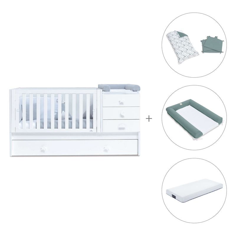 Convertível 70x140 cm com cama extra/gavetas em branco · Sero Bubble K554