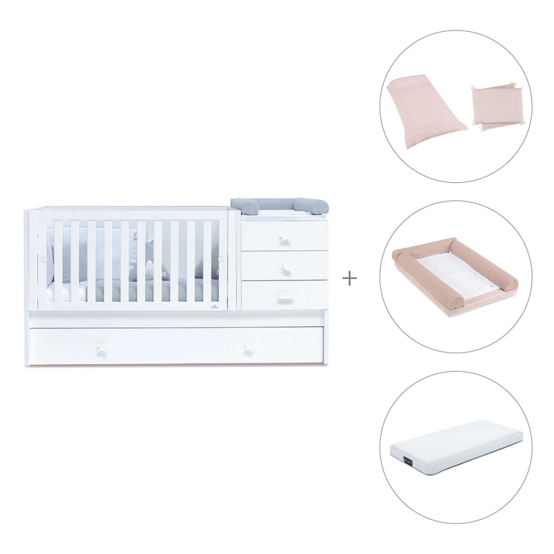 White convertible crib with drawers/trundle bed · Sero Bubble K554