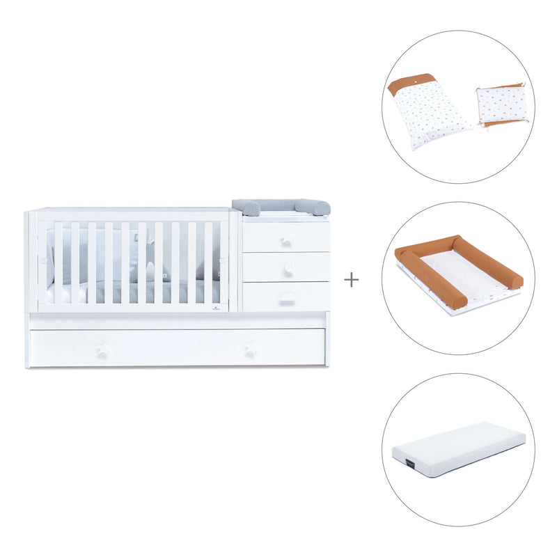 White convertible crib with drawers/trundle bed · Sero Bubble K554