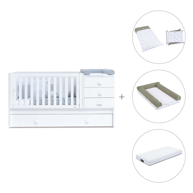 White convertible crib with drawers/trundle bed · Sero Bubble K554