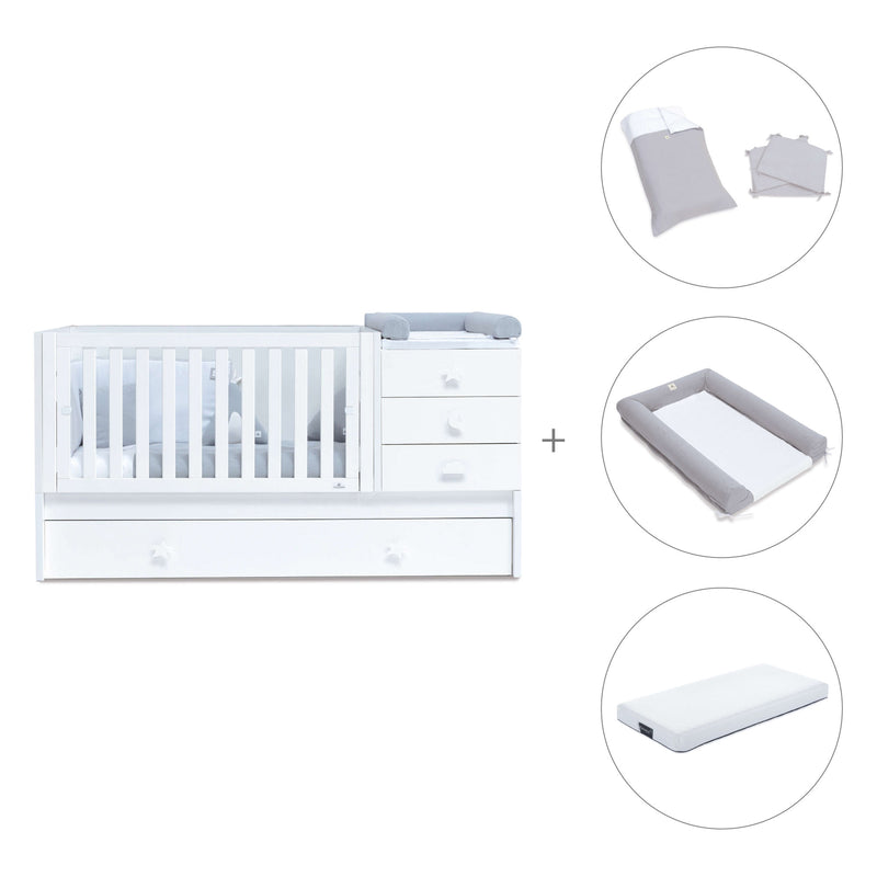 Convertível 70x140 cm com cama extra/gavetas em branco · Sero Bubble K554
