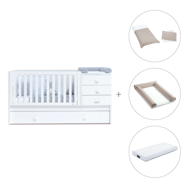 White convertible crib with drawers/trundle bed · Sero Bubble K554