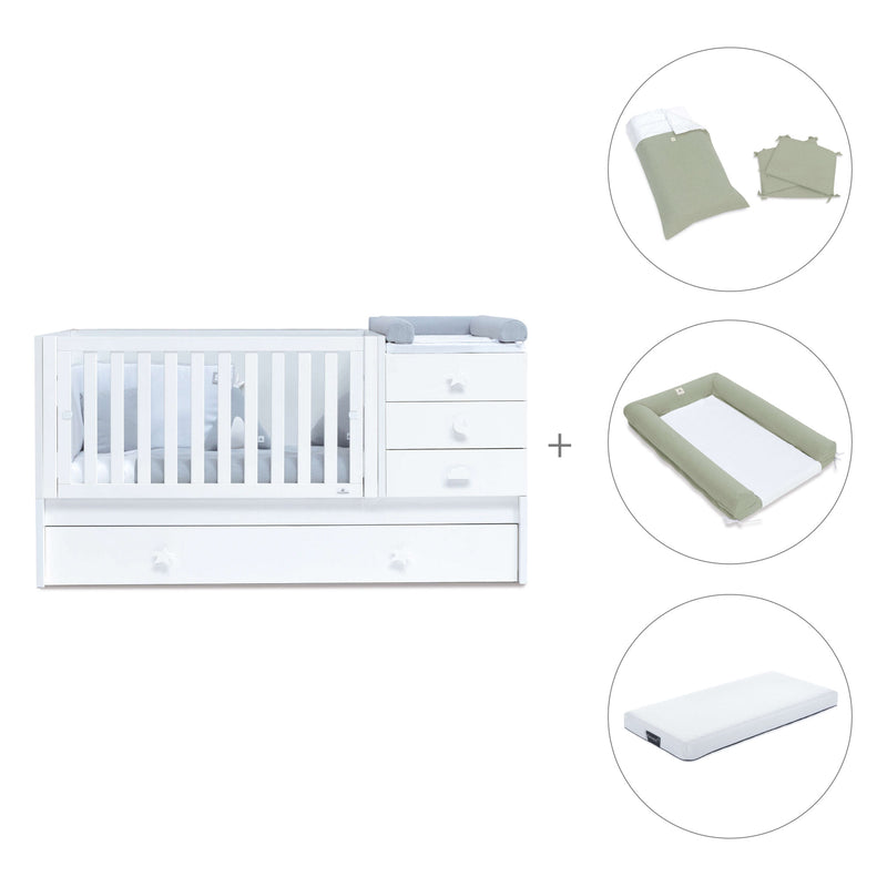 Convertível 70x140 cm com cama extra/gavetas em branco · Sero Bubble K554