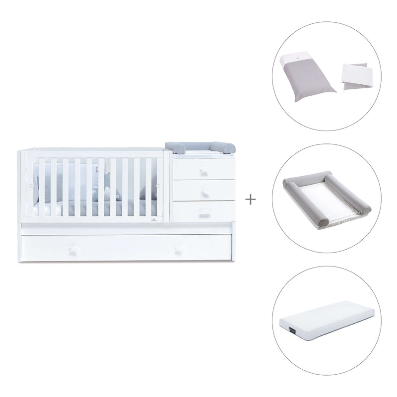 White convertible crib with drawers/trundle bed · Sero Bubble K554