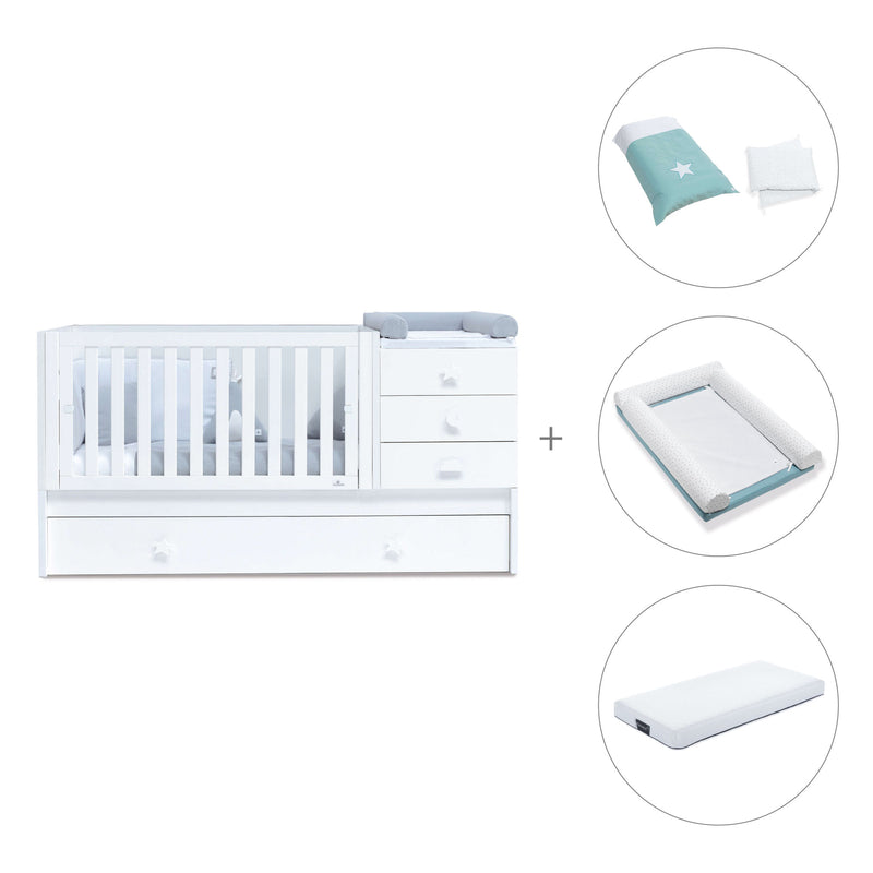 White convertible crib with drawers/trundle bed · Sero Bubble K554