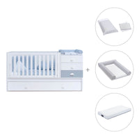 White/blue convertible crib with drawers/trundle bed · Sero Bubble K554-M7741